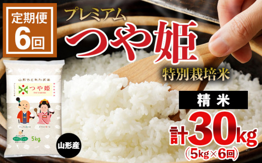 
【定期便6回】[令和5年産] プレミアムつや姫(特別栽培米) 5kg×6ヶ月(計30kg) FZ22-409
