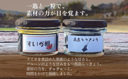素材をぎゅぎゅっと凝縮セット スイカ糖 70g ＋ 黒島 らっきょう 40g 各一瓶  ソース 島らっきょう 瓶 美味しい 朝食 スイーツ すいか 西瓜 淡路島 洲本市　お届け：2026年8月以降順次発送