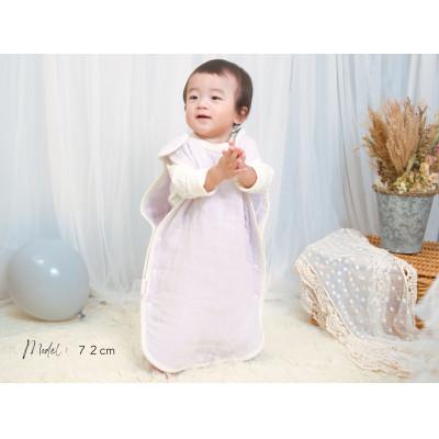 ふるさと納税 泉大津市 8重ガーゼ　丸型スリーパー(ラベンダー×ホワイト) |  | 01