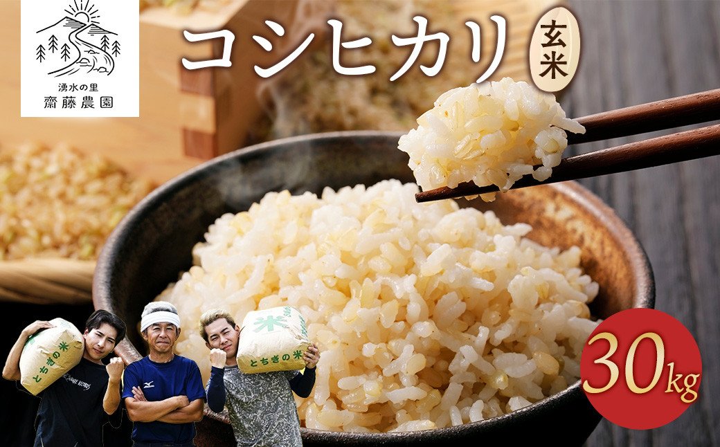 
                  令和7年産新米 コシヒカリ玄米30kg ｜ 米 お米 国産 栃木県 塩谷町 ※2025年12月上旬～2026年9月中旬頃に順次発送予定
                