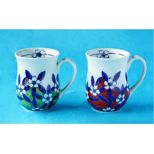 有田焼 染錦桜絵 マグカップペア 【神田陶器店】マグカップ 桜 コーヒー 染錦 プレゼント ギフト ペア 2個 A27-30_イメージ2