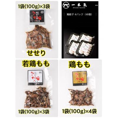 ふるさと納税 高鍋町 鶏3種炭火焼1kg+鶏餃子48個 |  | 01