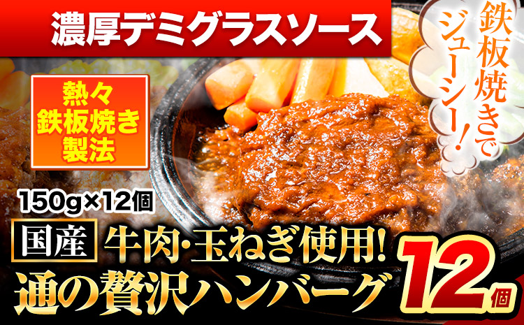 ハンバーグ 12個 国産のお肉使用！ 鶏肉不使用 温めるだけ 「通の贅沢ハンバーグ」濃厚デミグラスソース《45日以内に出荷予定(土日祝除く)》 牛 訳あり 小分け 早く届く