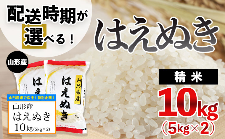 
            【配送時期が選べる】[令和6年産]山形産 はえぬき 10kg (5kg×2)  ブランド米 山形県 山形市 FY24-422
          