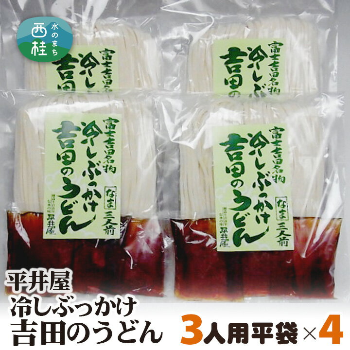 【ふるさと納税】 No.244 冷しぶっかけ吉田のうどん3人用平袋×4パック ／ セット 饂飩 麺 送料無料 山梨県 特産品