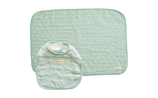 【G0622】アンジェロラックス　６重ガーゼ スタイ＆ガーゼケットＳセット：配送情報備考　袋入(ミントブルー)