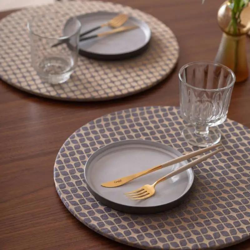 丸形ランチョンマット Calm Round Luncheon mat／カルム プレイスマットなし スノー インディゴ