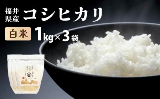 福井県産 コシヒカリ 精米 3kg 【米 コメ お米 精米 白米 玄米 ご飯 飯 こしひかり ブランド米 国産 お中元 お歳暮 ギフト】[095-a301]