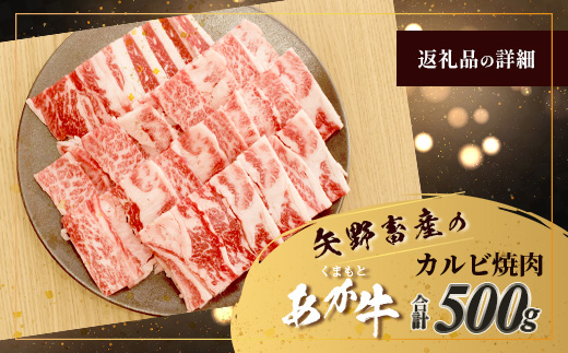 くまもとあか牛 カルビ 焼肉用 計500g カルビ 焼肉用 計500g 熊本県 ブランド牛 肉 ヘルシー 赤身 牛肉 焼き肉 やきにく やき肉 BBQ 炒め物 ごちそう 肉 国産 ジューシー カルビ 