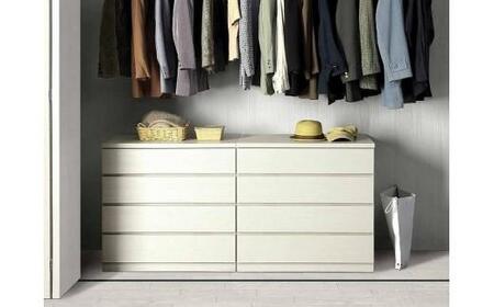 幅40-3段（奥行55cm）クローゼットチェスト「フィット」ホワイト色 桐たんす 押入れ収納 衣類収納【丸田木工】