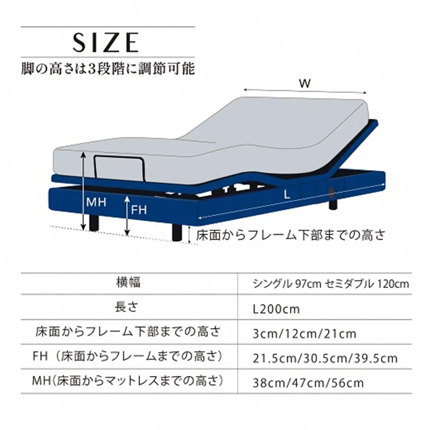 ベッド【シモンズ】電動リクライニングシングルベッド シムレスト 5.5レギュラー AB24E02 ブルー色
