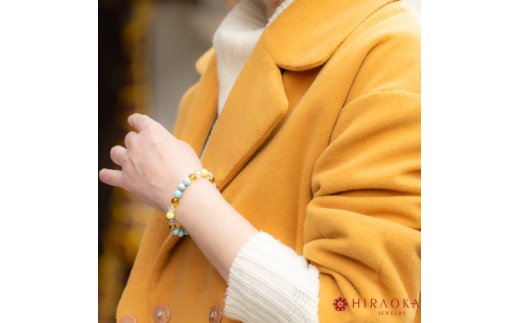 黄金快適ライフ☆パワーストーンブレスレット(金運04)･8mm玉 (18.4cm)