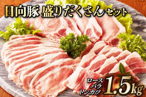 日向豚 盛りだくさんセット 1.5kg [JA日向　肉豚部会 宮崎県 日向市 452060632] 肉 豚肉 豚 ロース バラ しゃぶしゃぶ とんかつ トンカツ