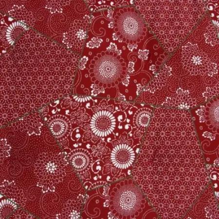 【あきる野の匠】手作り もめん綿100%長座布団　 パッチワーク柄(赤)　60×120cm【1743820】