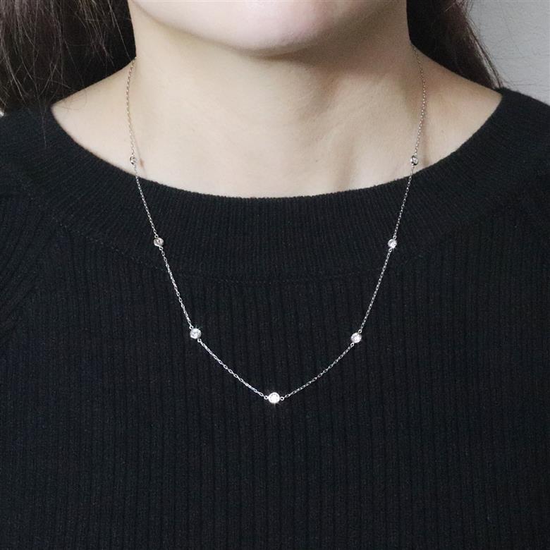 プラチナ　1.00ct　ダイヤモンドステーションネックレス　BQ202