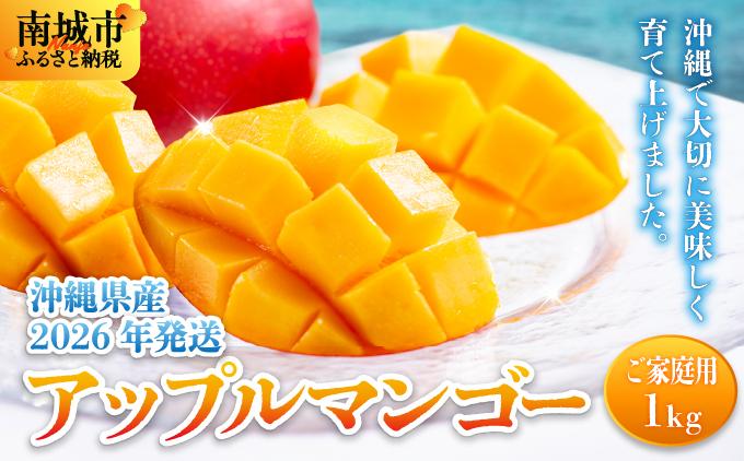＜先行予約・数量限定＞アップルマンゴー ご家庭用（1kg）|マンゴー 限定 家庭用 訳あり 沖縄県 南城市 1kg 冷蔵 予約 先行受付 アップルマンゴー 送料無料 KM005