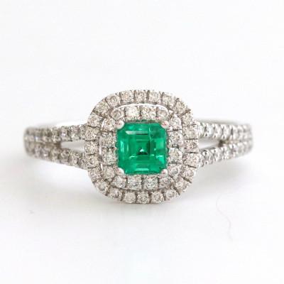 ふるさと納税 山梨市 プラチナエメラルドリング【E 0.44ct・D 0.40ct】 |  | 01