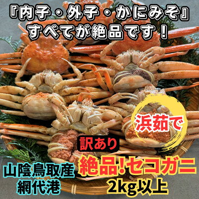 【ふるさと納税】【さかなや新鮮組】鳥取県産 訳あり 浜茹で 絶品セコガニ2.0kgセット ご家庭用 漁港直送【配送不可地域：離島・北海道・沖縄県・東北・信越、北陸】【1759660】