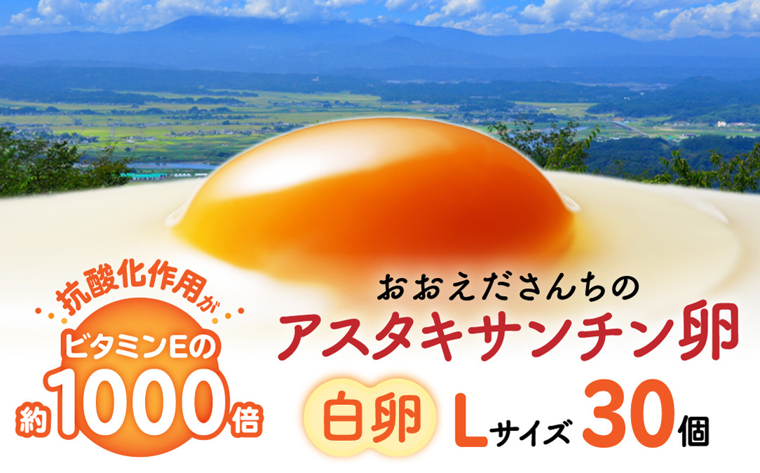 おおえだファーム アスタキサンチン卵（白卵）Lサイズ 30個入り