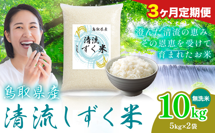 【3ヶ月定期便】鳥取 ふるさと 無洗米 10kg  清流しずく米《お申し込み月の翌月から出荷開始》鳥取県 八頭町 米 お米 ご飯 八頭 ふるさと無洗米 生活応援 ブレンド米 複数原料米 訳あり 小分け kome ご飯