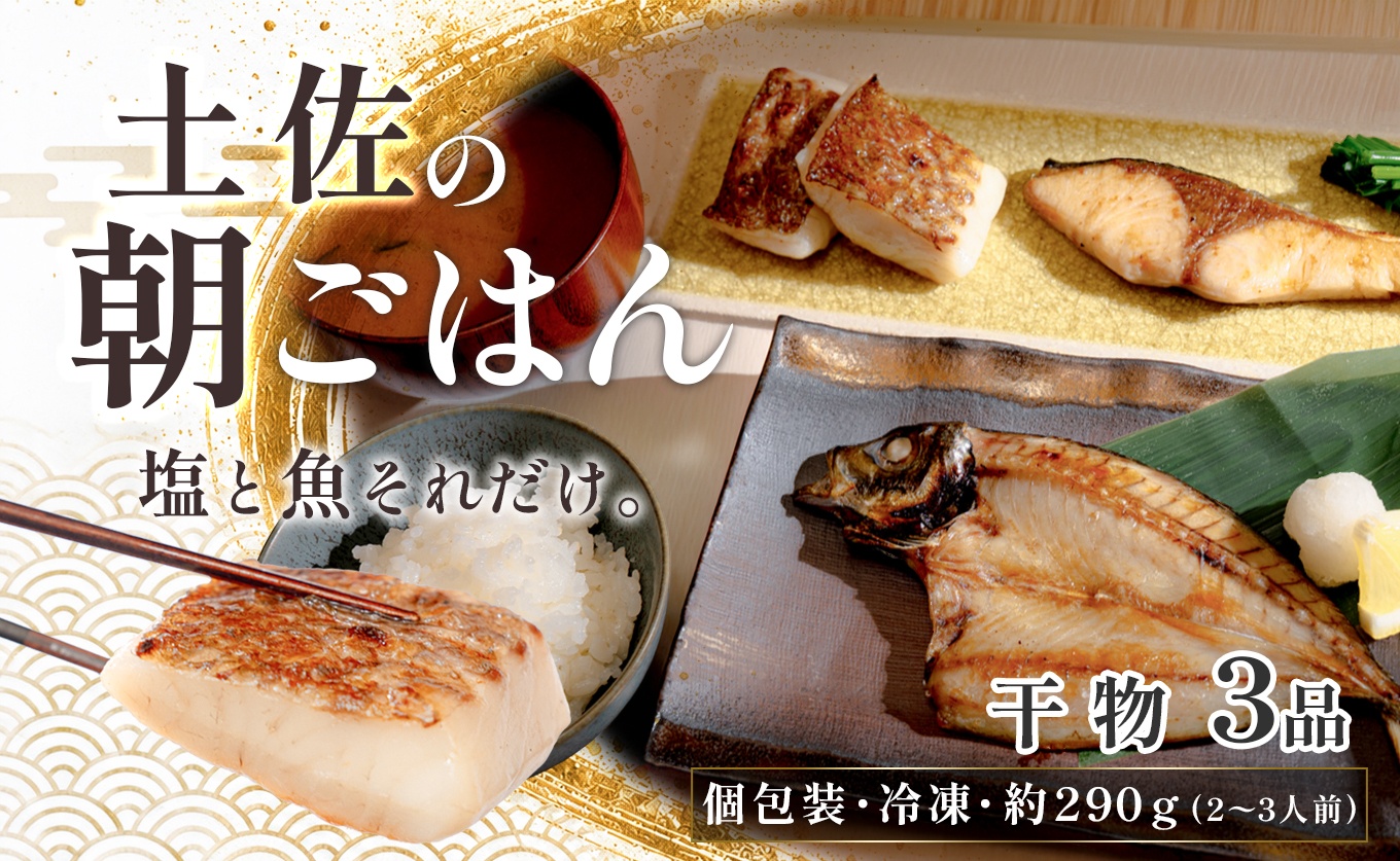 干物セット 3品 土佐の朝ごはん 干物 冷凍 個包装 焼き魚 ご飯のお供 2～3人前 母の日 父の日 ギフト 贈答 贈り物 御祝 内祝 お取り寄せ プレゼント お中元 お歳暮 旬 魚 海産物 高知県 