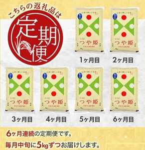 SN0021　【6回定期便】［無洗米］特別栽培米 つや姫　5kg×6回(計30kg) 農家直送 AG