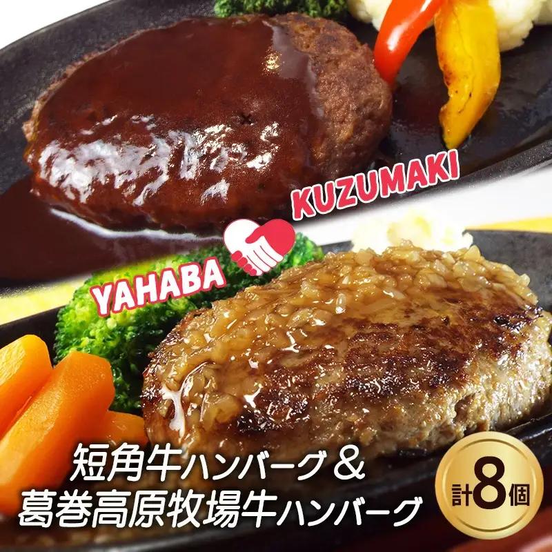 岩手県　矢巾町と葛巻町の人気返礼品 ハンバーグの食べ比べ合計8個