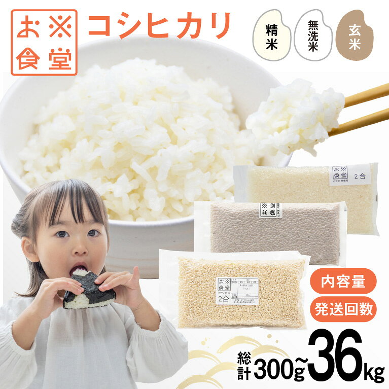【ふるさと納税】 米 コシヒカリ300g〜 真空パック [お米食堂 富山県 舟橋村 57050254] お米 米 こめ コメ 玄米 一分づき 無洗米 白米 精米 ごはん 真空包装 備蓄 長期保存 富山県産 定期便 1回 3回 300g 600g 900g 2kg 3kg 10kg 30kg