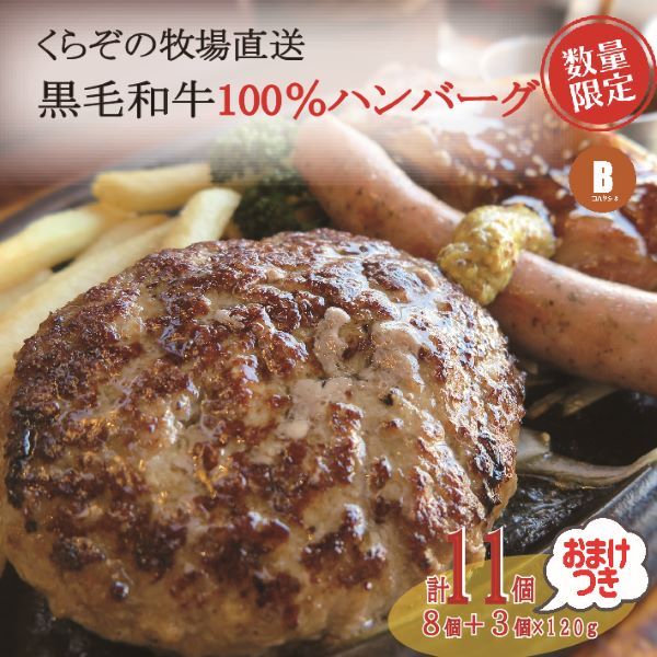 【CAS012・おためし３個付き！】黒毛和牛専門店の国産黒毛和牛100％の贅沢ハンバーグ（計11個）（ふるさと納税 国産 牛肉 黒毛和牛 ハンバーグ 冷凍 特別提供 送料無料）