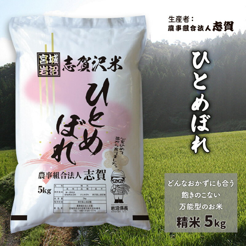 【ふるさと納税】宮城県岩沼市産　志賀沢米　ひとめぼれ　精米5kg お米 宮城県産 　お届け：2025年9月中旬～2025年10月中旬