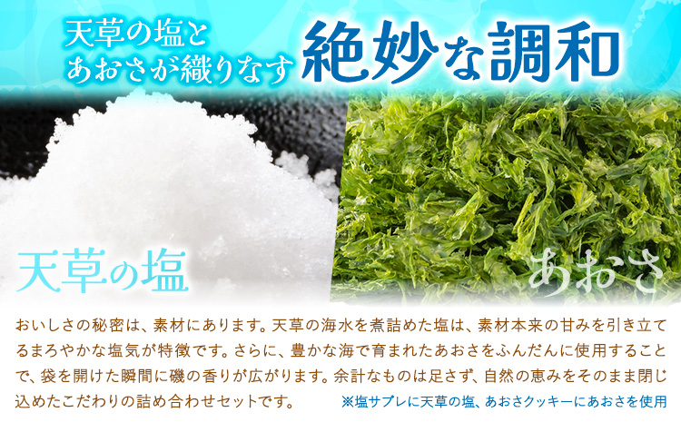 クッキーサブレセット 各約170g×3種 計約500g 株式会社かねこ《30日以内に出荷予定(土日祝除く)》 熊本県 苓北町 お菓子 クッキー サブレ 塩 あおさ 天草 焼菓子 スイーツ おやつ バタ
