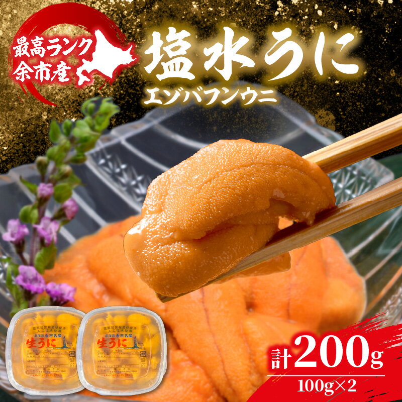 【ふるさと納税】【先行予約：2026年6月以降発送】余市産最高ランク「 塩水うに ( エゾバフンウニ ) 」 100g × 2個 余市産 うに 塩水パック 高品質 厳選 海鮮 グルメ 特産品 名産品 産地直送 鮮度 ギフト 贈答品 料亭 寿司 北海道 余市町 送料無料