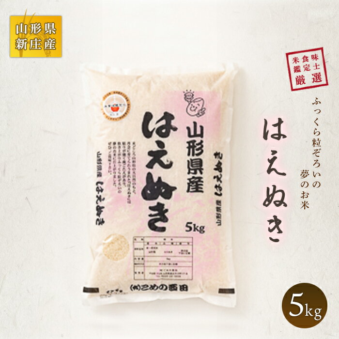 【ふるさと納税】 【令和7年産】 米食味鑑定士厳選 新庄産米 はえぬき（精米）5kg 米 お米 おこめ 山形県 新庄市 F3S-2745