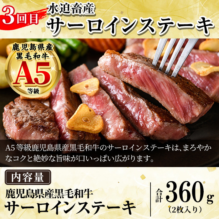 a969-B ＜コラボ定期便！＞姶良市おすすめ！ステーキ肉定期便(全6回)【水迫畜産・財宝】姶良市 コラボ こらぼ 国産 鹿児島産 お肉 肉 牛肉 ステーキ 冷凍 ランプ シャトーブリアン サーロイン
