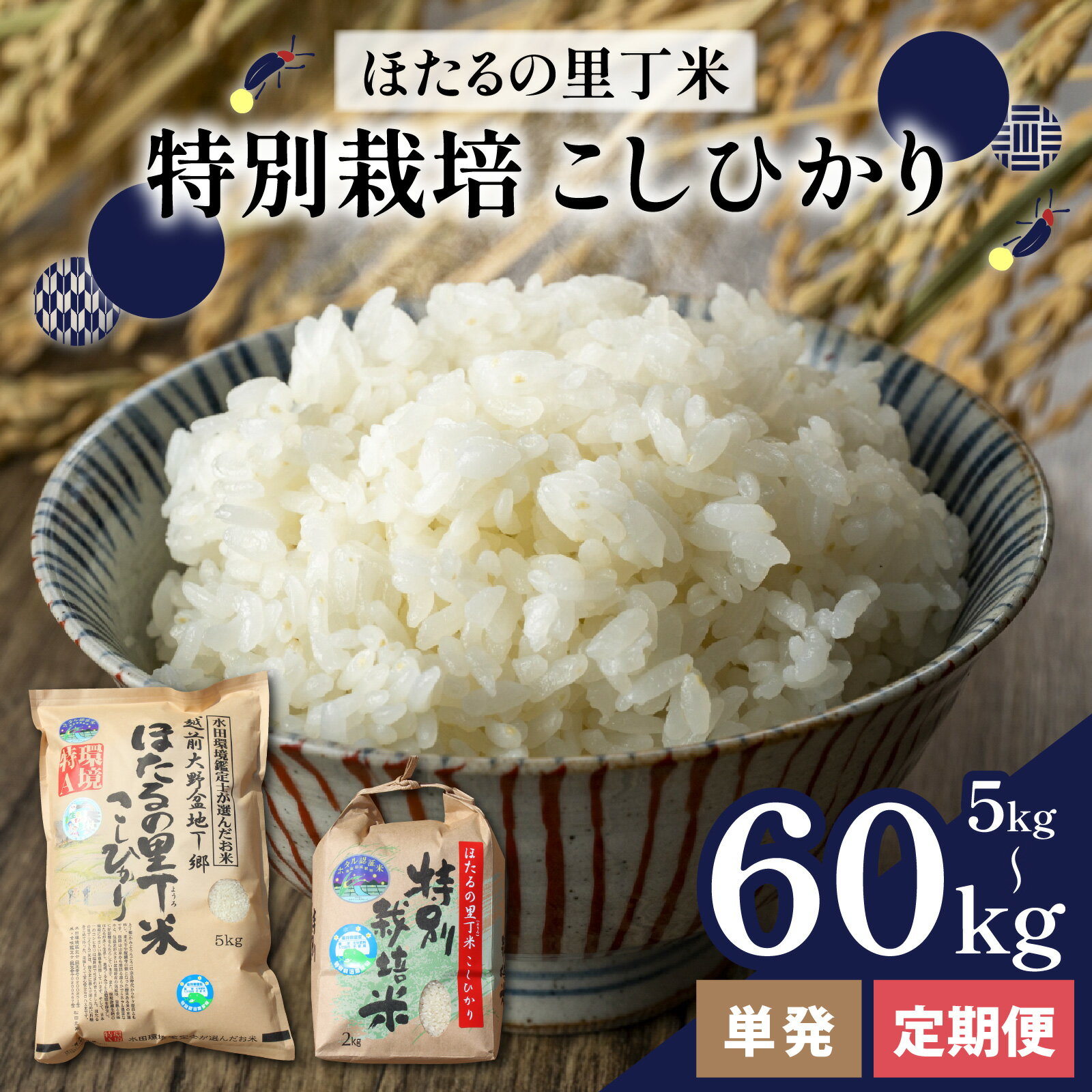 【ふるさと納税】【先行予約】【選べる内容量・お届け回数】【令和8年産　新米】ベストファーマー ほたるの里 特別栽培こしひかり 化学肥料不使用 農薬70％以上カット[O-002001]