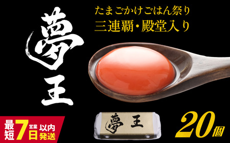 【夢王】 濃厚卵 たまごかけご飯に最適 兵庫県産 ブランド卵 20個入り（10個×2パック）/　たまご