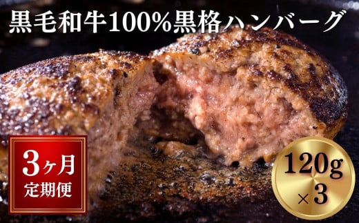 
【定期便/3ヶ月】《格之進》黒格ハンバーグ120g×3個 プレミアム お弁当 個包装 お惣菜 小分け 子供 簡単調理 肉 岩手 一関 贈り物 ギフト お取り寄せ 冷凍 人気
