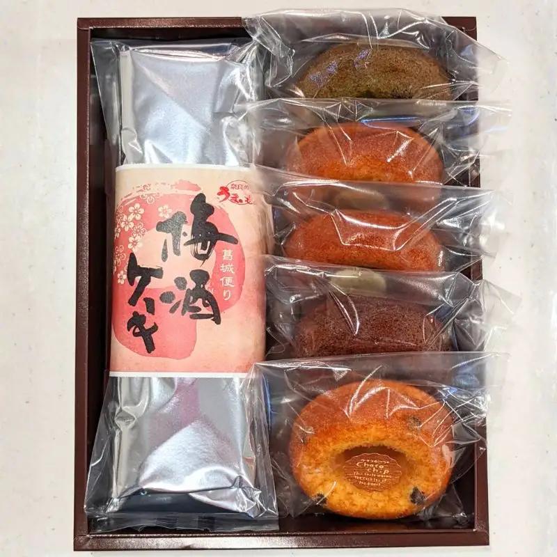 葛城便り　梅酒ケーキ　と　焼ドーナツ　５種　詰め合わせ　地元酒蔵　梅乃宿　の梅酒使用／道の駅　かつらぎ　奈良県　葛城市