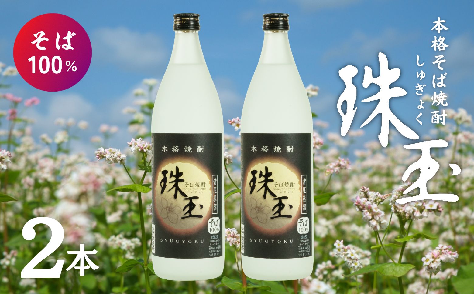  本格そば焼酎 珠玉（しゅぎょく）900ml／2本セット   A100