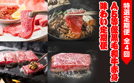 【特選定期便 全4回】A５等級黒毛和牛赤身味わい定期便 | 牛肉 焼肉 すき焼き ステーキ ブロック