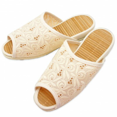 【ふるさと納税】スリッパ　ゴージャス刺繍中竹　Mサイズ　ホワイト【1643297】