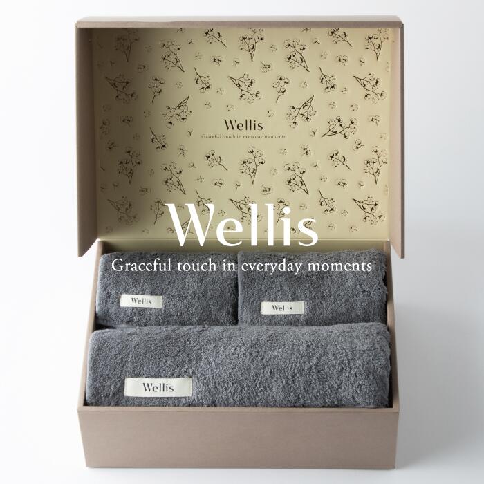 【ふるさと納税】Wellis【極上の肌心地】フェイスタオル2枚・バスタオル1枚　ギフトセット　グレー（009_5036_02）