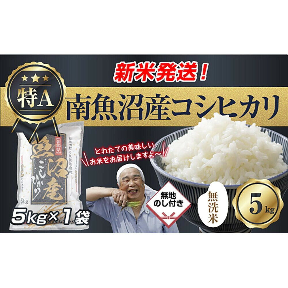 【ふるさと納税】【令和8年産　新米予約】無地のし 「無洗米」 新潟県 南魚沼産 コシヒカリ お米 5kg 精米済み（お米の美味しい炊き方ガイド付き） お米 こめ 白米 こしひかり 食品 人気 おすすめ 送料無料 魚沼 南魚沼【2026年10月中旬より1ヶ月以内に順次発送予定】