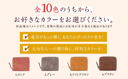 バッグ 国産牛革を使った経年変化が楽しめるラウンドファスナー二つ折り財布 [ABAM041] バッグ