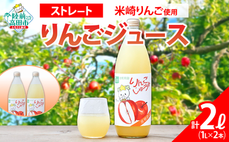 【先行予約】 ストレートりんごジュース 1L×2本 たかたのゆめちゃん りんごジュース