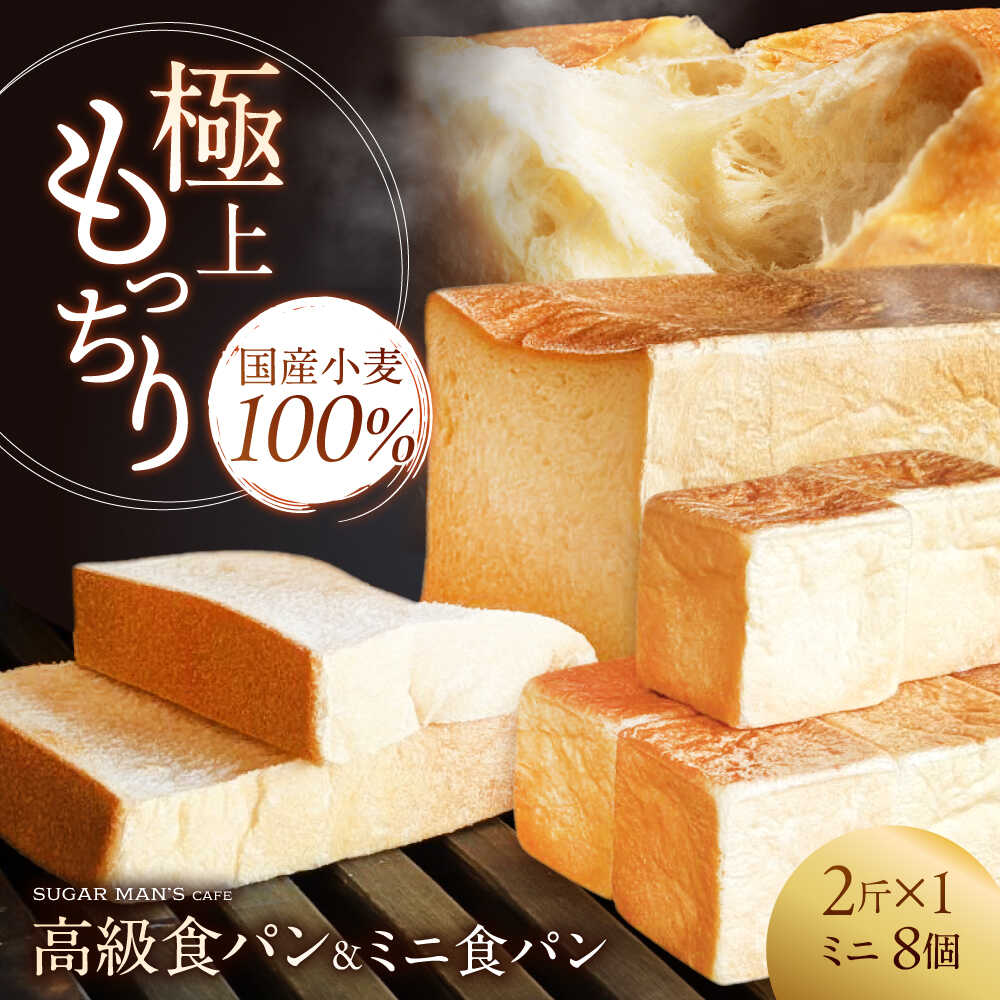 【ふるさと納税】【国産小麦100%】 食パン 2斤 1本 & ミニ食パン 8個 / 高級食パン 邑居謹製 国産小麦100% もちもち ミルキー 天然酵母 グラスフェッドバター プレゼント ギフト 内祝い 長崎県 手土産 朝食 お取り寄せ しっとり / 南島原市 / sugar man's cafe[SEU006]