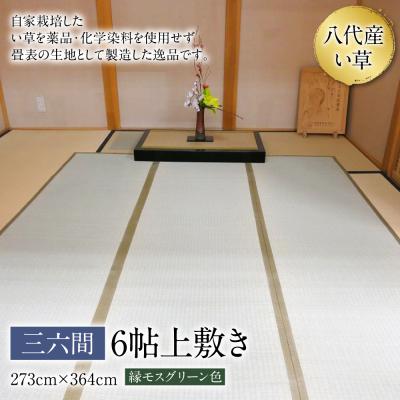 ふるさと納税 八代市 い草 上敷き 三六間 6帖 273cm×364cm 縁モスグリーン色_032-4447-A