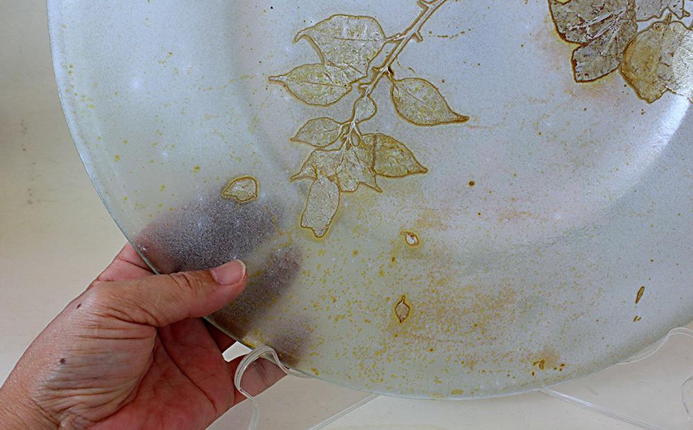 皿 つづるガラスアート ブーゲンビリア −HAKU− 吉田栄美子 ｜ 特大大皿 × 1枚