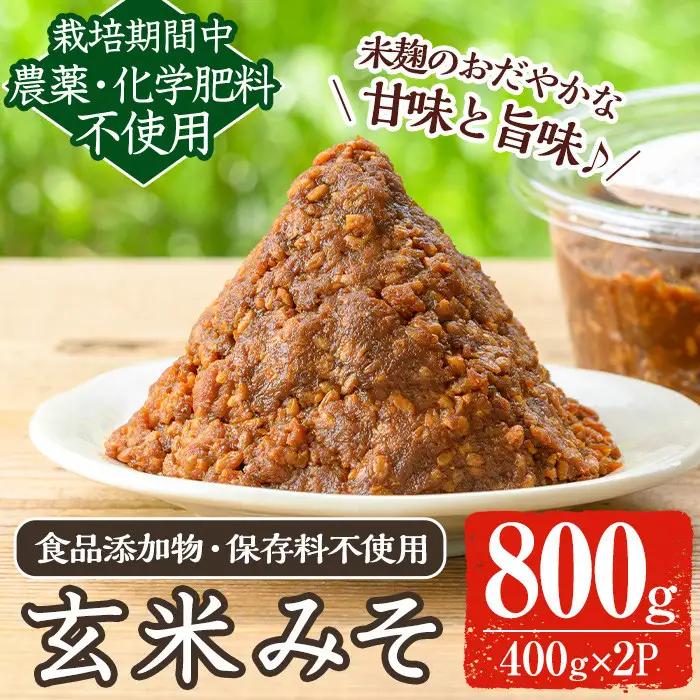 《数量限定》玄米味噌(計800g・400g×2パック) 味噌 玄米味噌 大豆 麹 こうじ みそ汁 味噌汁 野菜炒め 田楽 化学肥料不使用 農薬不使用 有機 有機農業 有機肥料【雲月農園】_y455