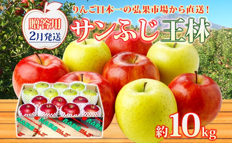 【2月発送】 贈答用 サンふじ 王林 約10kg りんご 林檎 リンゴ 果物 フルーツ くだもの 旬 青森県産 お取り寄せ 詰め合わせ セット 人気 東北 名産 常温 産地直送 送料無料 青森県 西目屋村 お届け：2026年2月1日～2026年2月27日